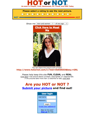 The first popular web2.0 website.<br/>
Where users feedback was used the first time to rate the hotness of men and girls.
