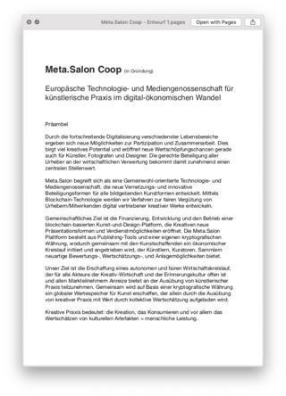 Draft for a Genossenschaftssatzung